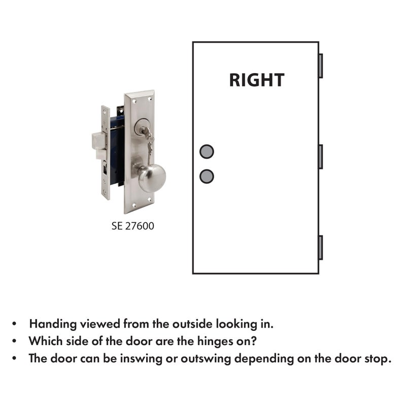 Segal SE 27600 Entry Door Mortise Lockset, 2-1/2 In. Backset, Single Cylinder, Satin Finish (Single Pack) - Image 4